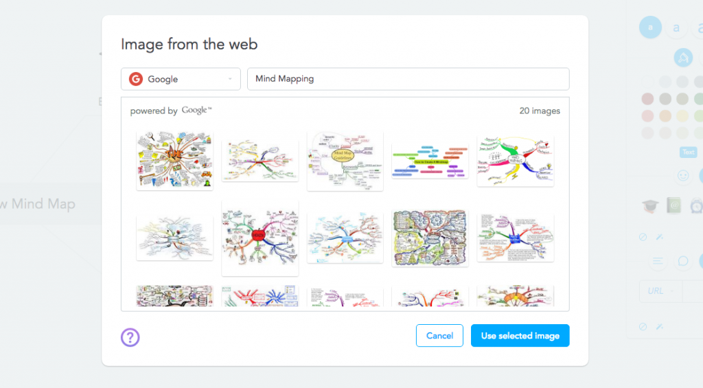 Inserting images from Google into your mind map