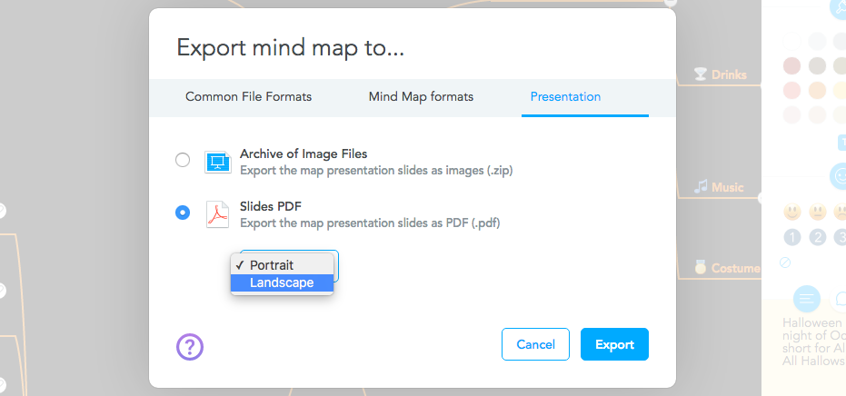 Exporting presentation slides as PDF