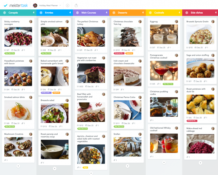 recipe planner with MeisterTask
