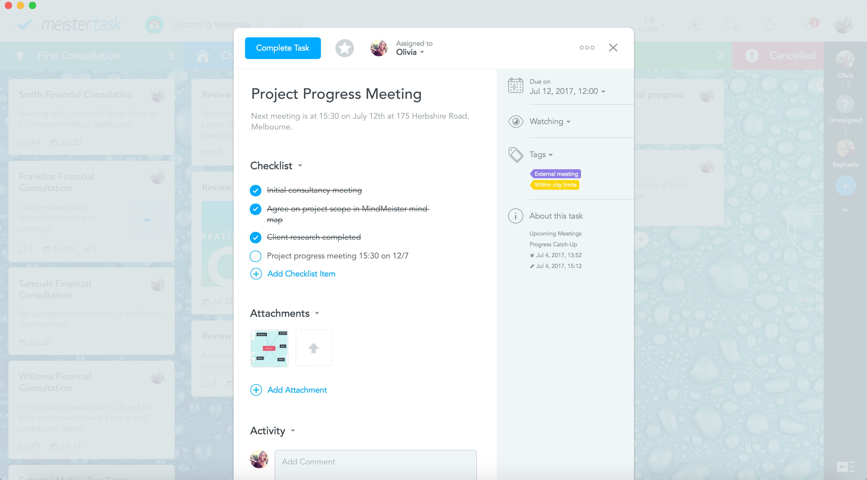meeting calendar in meistertask with zapier MeisterTask Business Zapier Automations