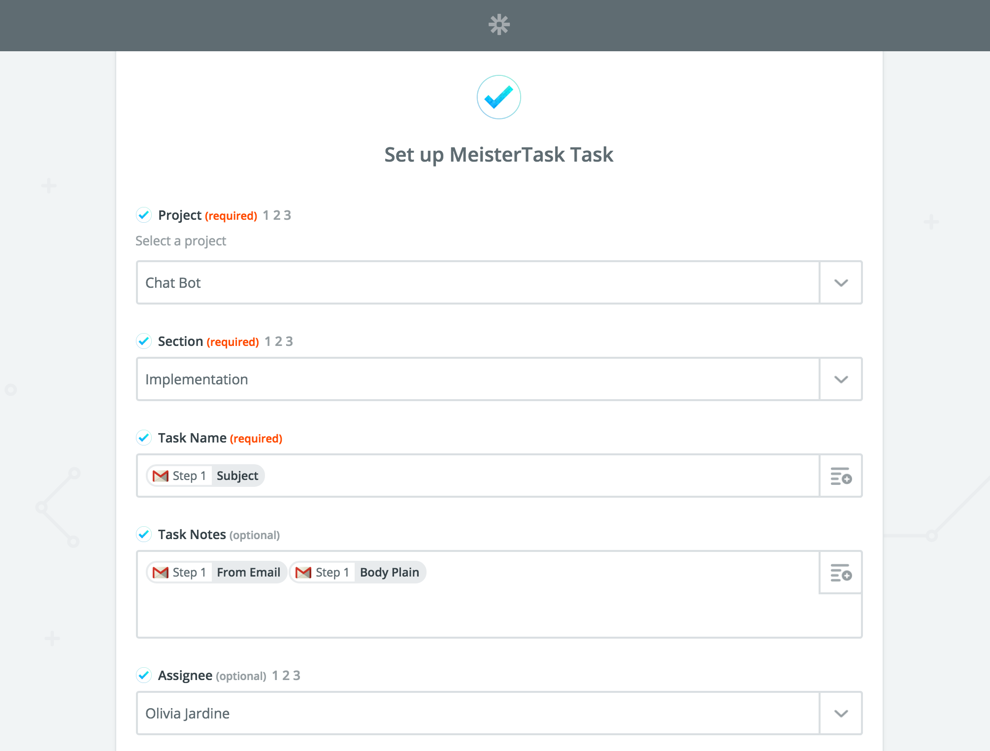 Gmail to task with MeisterTask and Zapier