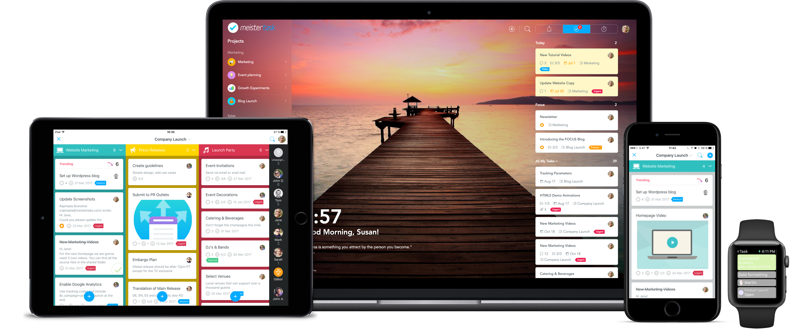 project management MeisterTask business device group on desktop, tablet, mobile, Apple watch
