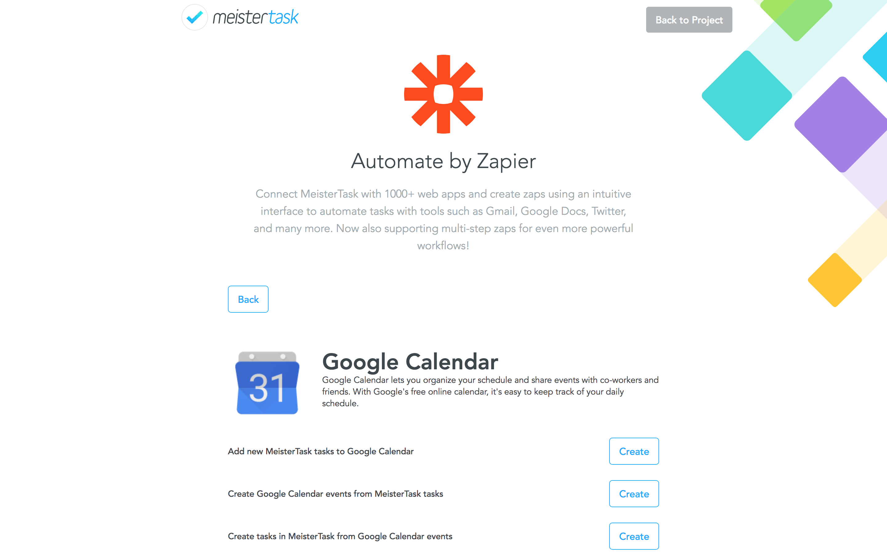 Automate by Zapier Integrate with MeisterTask Zapier choose zap