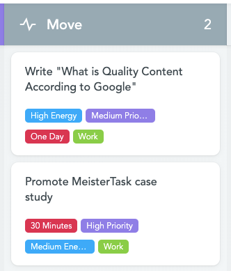 MeisterTask Tasks with Category Tags