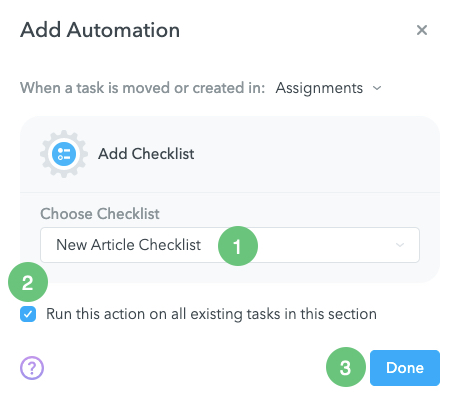 Add Checklist Automation Creation in MeisterTask