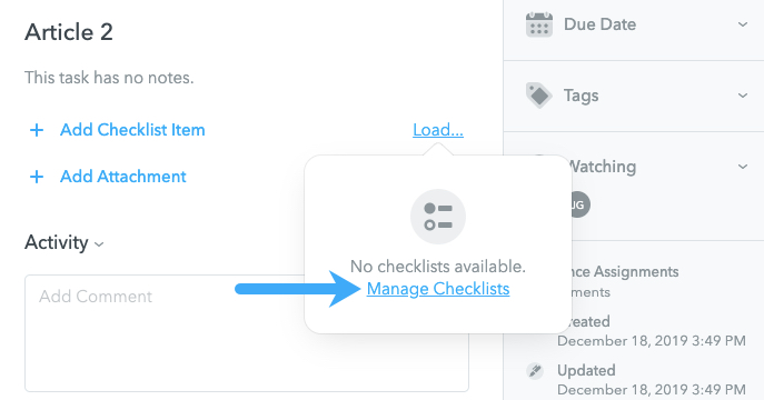 Manage Checklists in MeisterTask