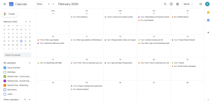 Google Calendar with MeisterTasks